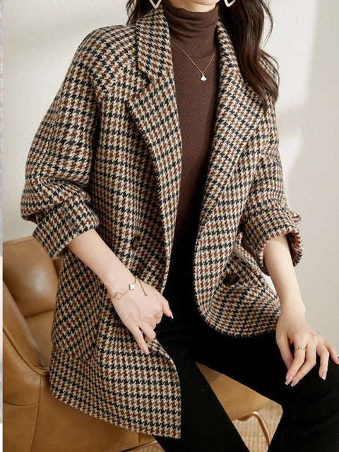 Harriet | Oversized Houndstooth Longline Blazer