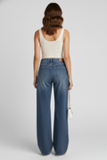 Women’s Wide-Leg Jeans with Pockets and Fleece Lining