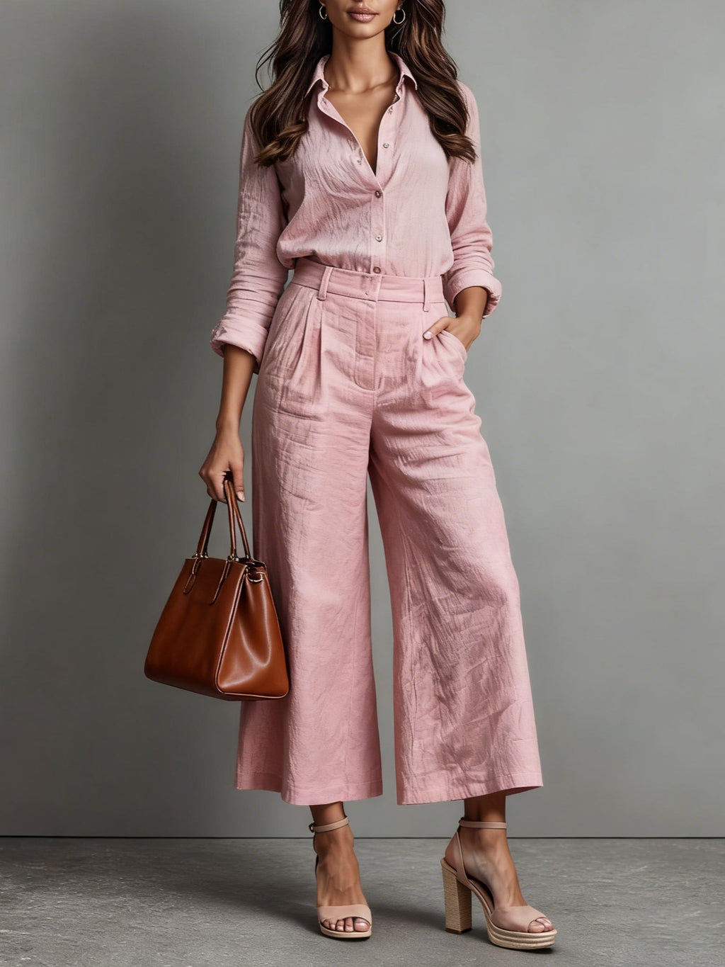 Eva | Conjunto Capri de Lino Rosa Empolvado