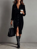 Isla Noir™ | Vintage Corduroy Midi Dress