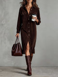 Isla™ | Sophisticated Suede Dress Cocoa Brown