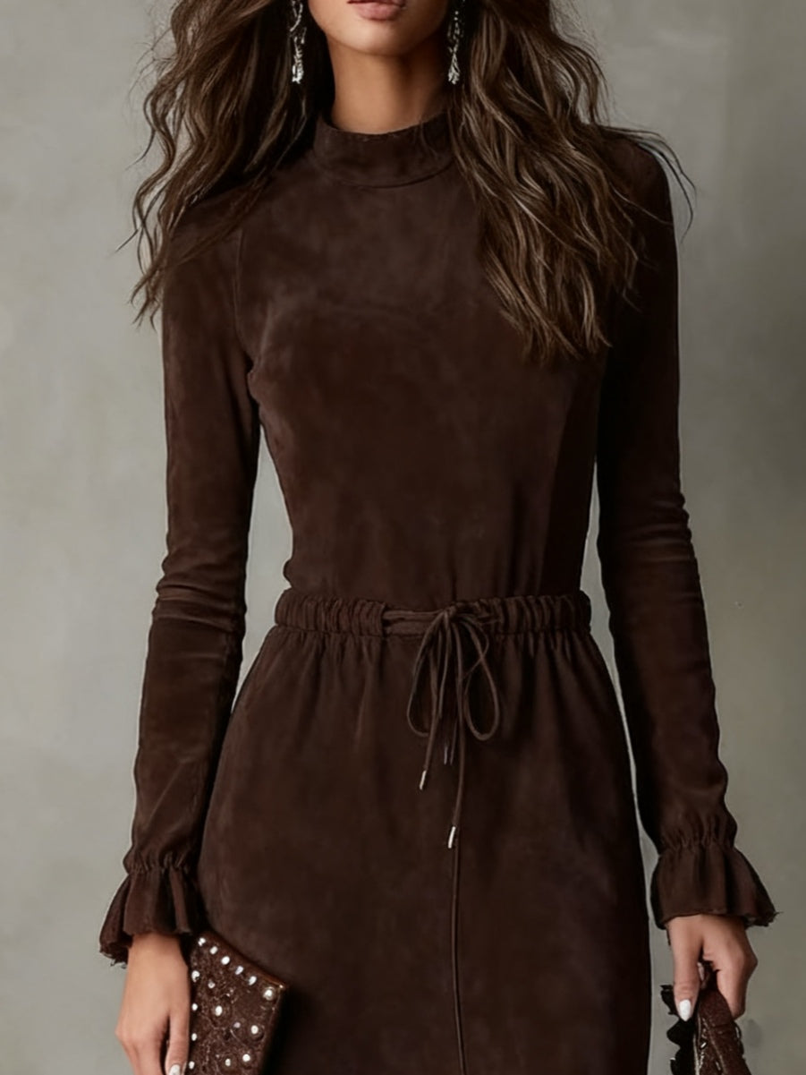 Isla | Suede Drawstring Maxi Dress