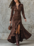 Sable Western Ruffle Hem Maxi Dress