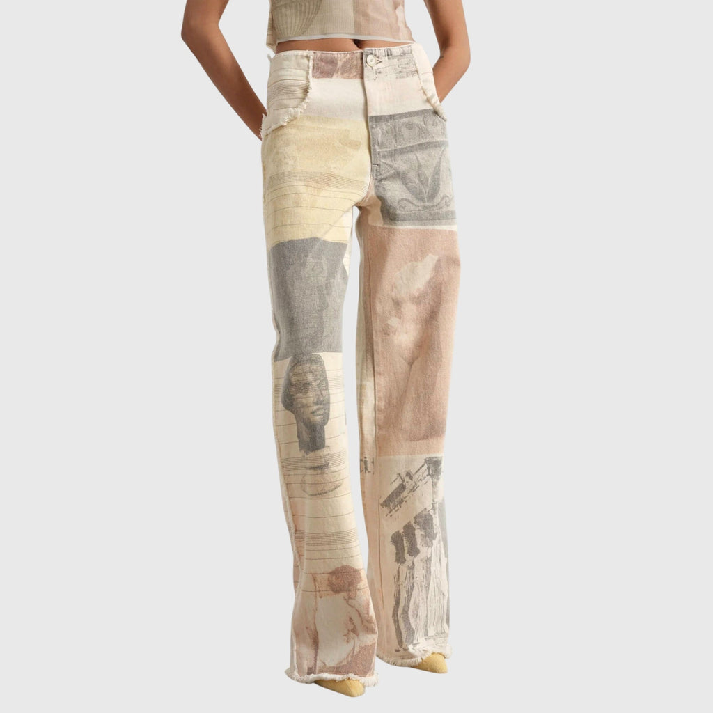Tanja | Jeans Vintage para Mujer de Cintura Alta con Estampado