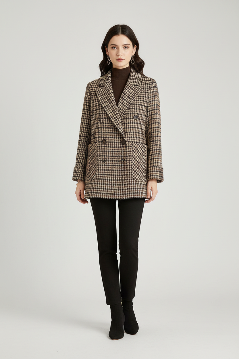 Harriet | Oversized Houndstooth Longline Blazer