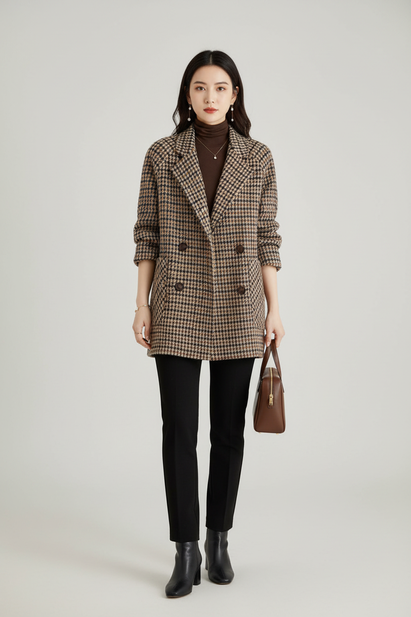 Harriet | Oversized Houndstooth Longline Blazer
