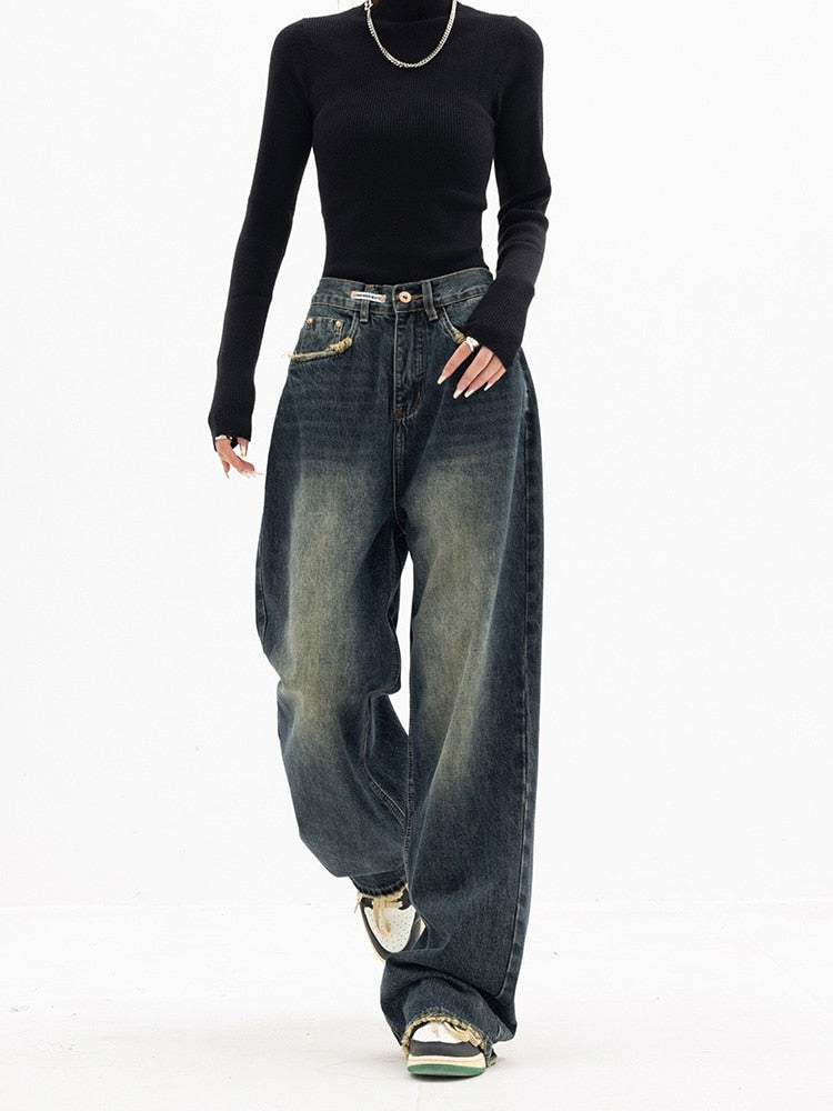 Nadine | Jeans de Corte Amplio para Mujer en Denim Lavado