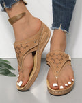 Thick-Soled Hollow Thong Sandals