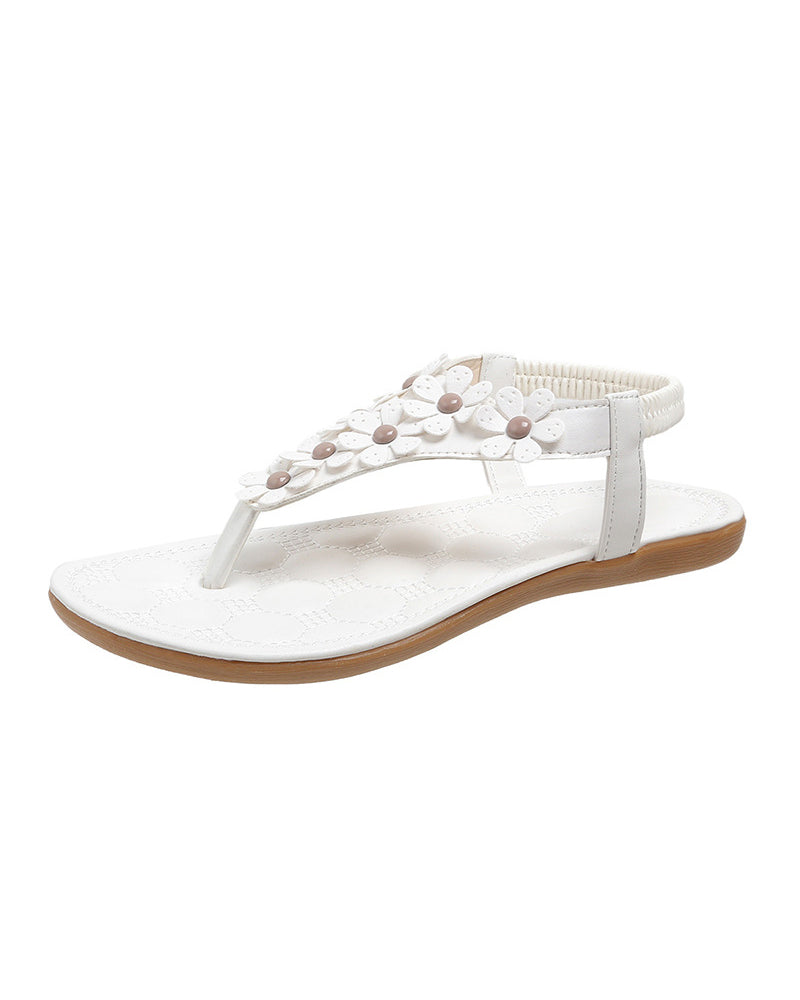Beach Sandals with 3D Flowers