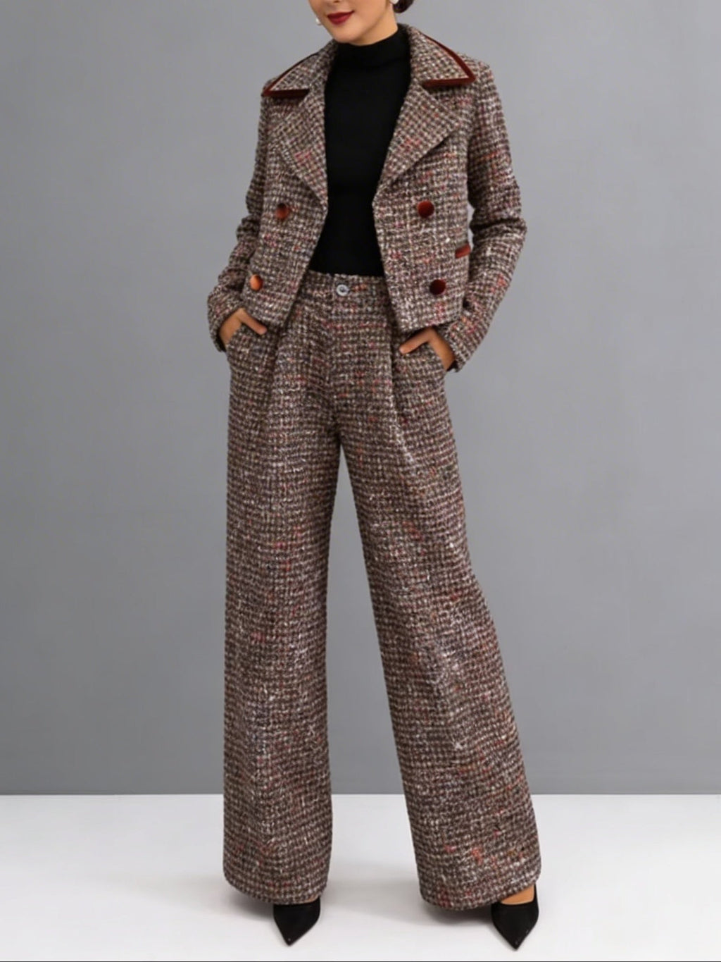 Marina | Conjunto Tweed Elegante de Chaqueta y Pantalón