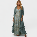 Mara Maxi Dress with Jacket - Green variant full body