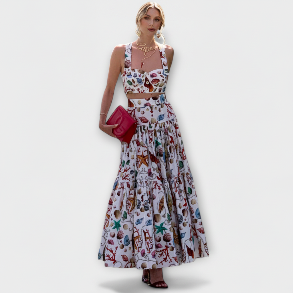 Heather Two-Piece Skirt Set - Vista frontal cuerpo completo