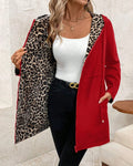 YOLI - Abrigo reversible con capucha y estampado de leopardo