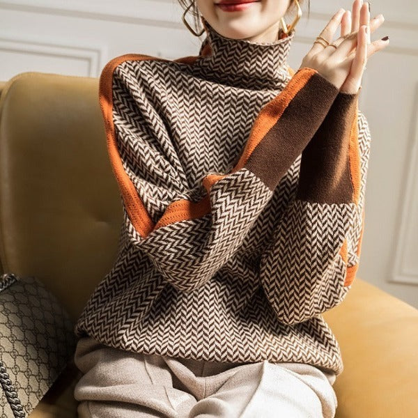 LUISA - Jersey de cuello alto con rayas